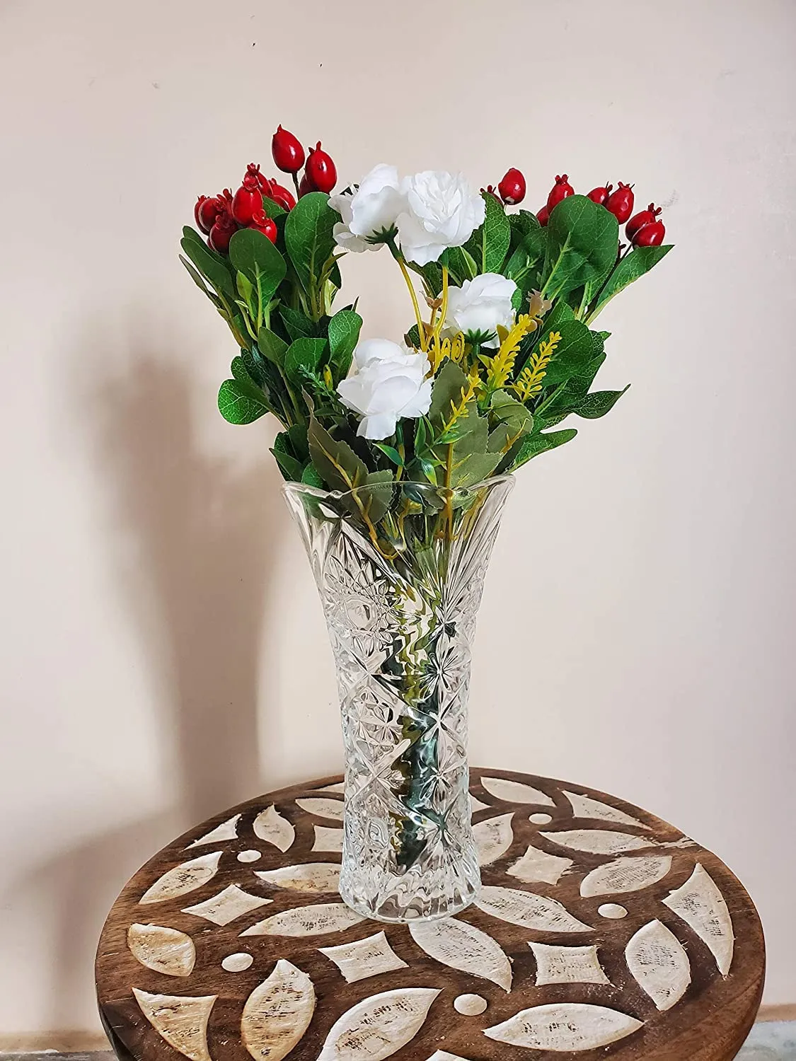 1 Pieces Glass Flower Vase,10 Inch Very Long Flower Vases for Home Decor Centerpieces, Modern Clear Rose Vase, Heavy Duty big size Crystal Tall Cylinder Flared Vase for Home, Wedding, Living Room, Office,cafe