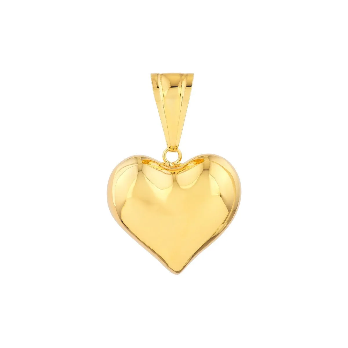 14K Yellow Gold Medium Puffed Heart Pendant