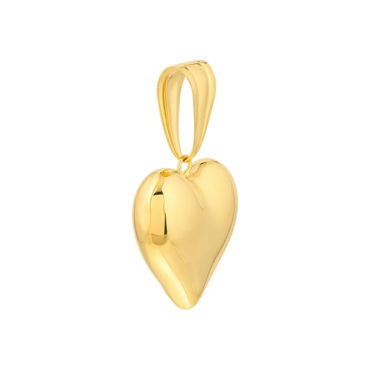 14K Yellow Gold Medium Puffed Heart Pendant