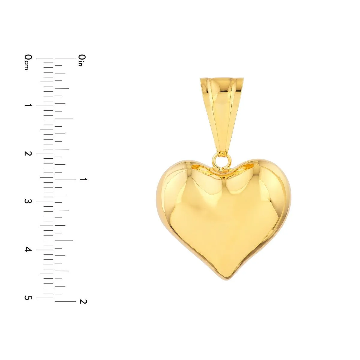 14K Yellow Gold Medium Puffed Heart Pendant