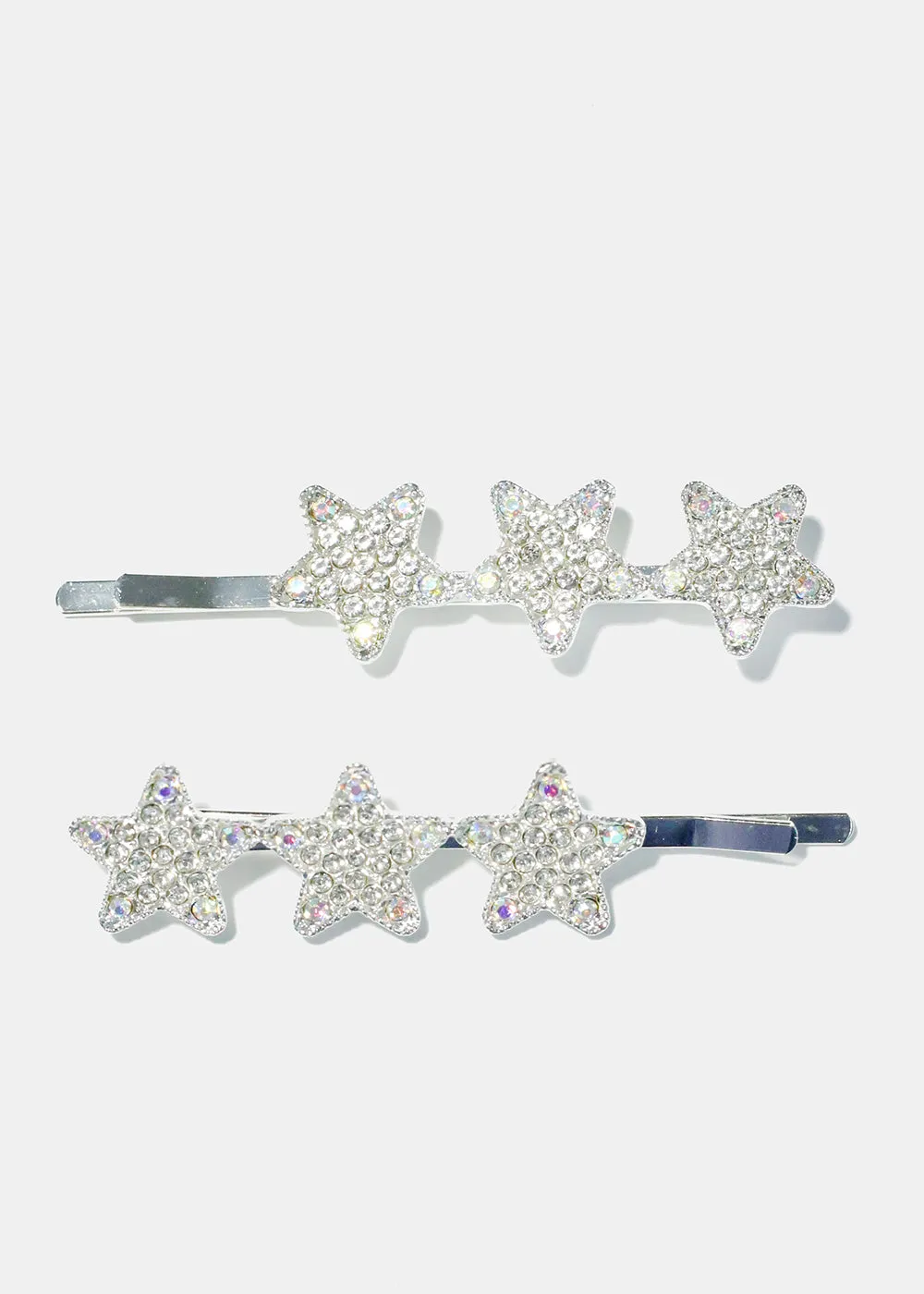 2 Piece Rhinestone Studded Star Hair Pins