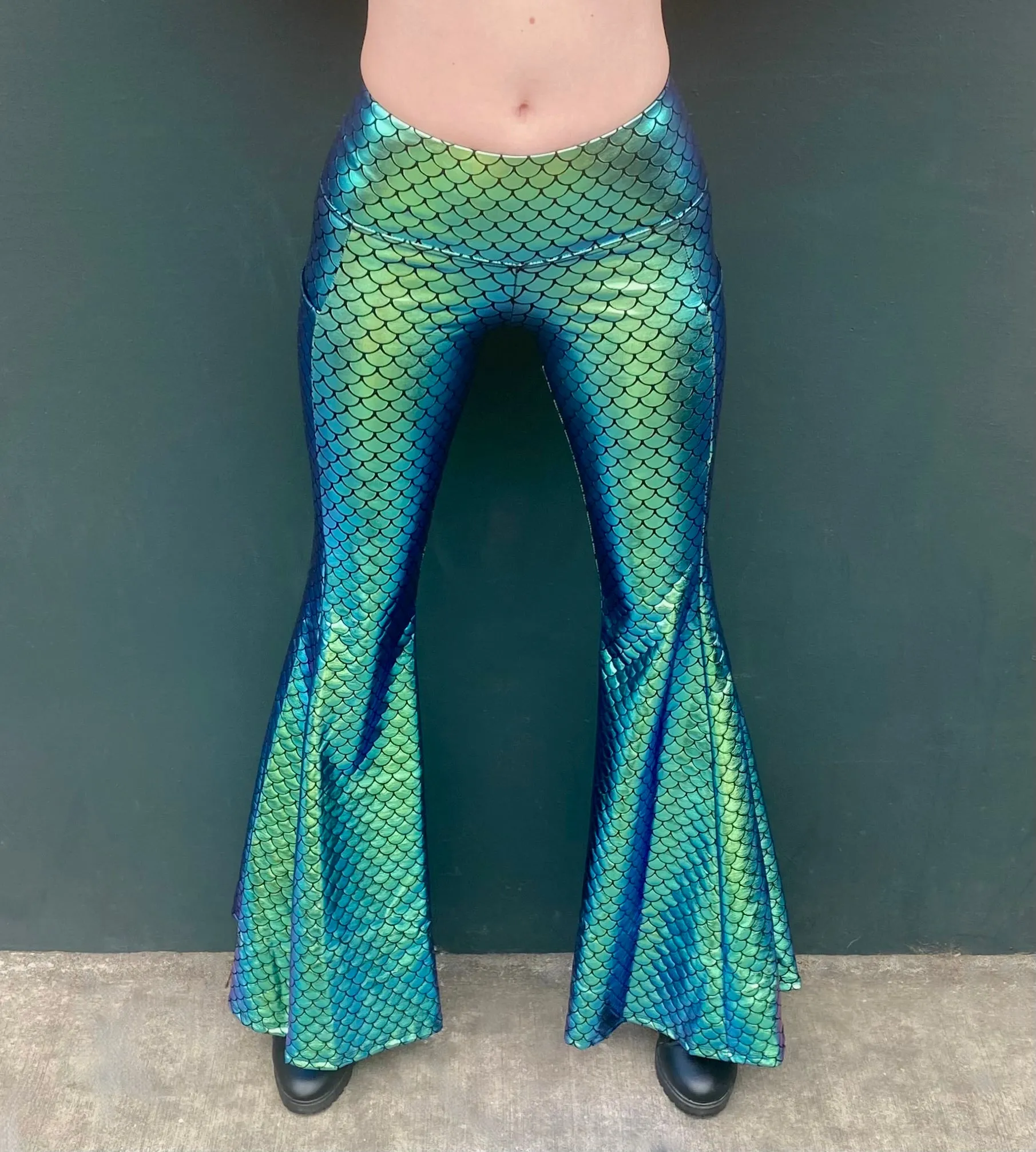 2 Pocket Women's Green Mermaid Holographic Super Bells - Mesmerizing Mermaid - Little Mermaid Costume - Ariel Costume