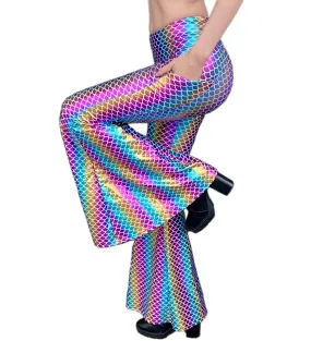 2 Pocket Women's Holo Rainbow Mermaid Holographic Super Bells - Mesmerizing Mermaid - Little Mermaid Costume