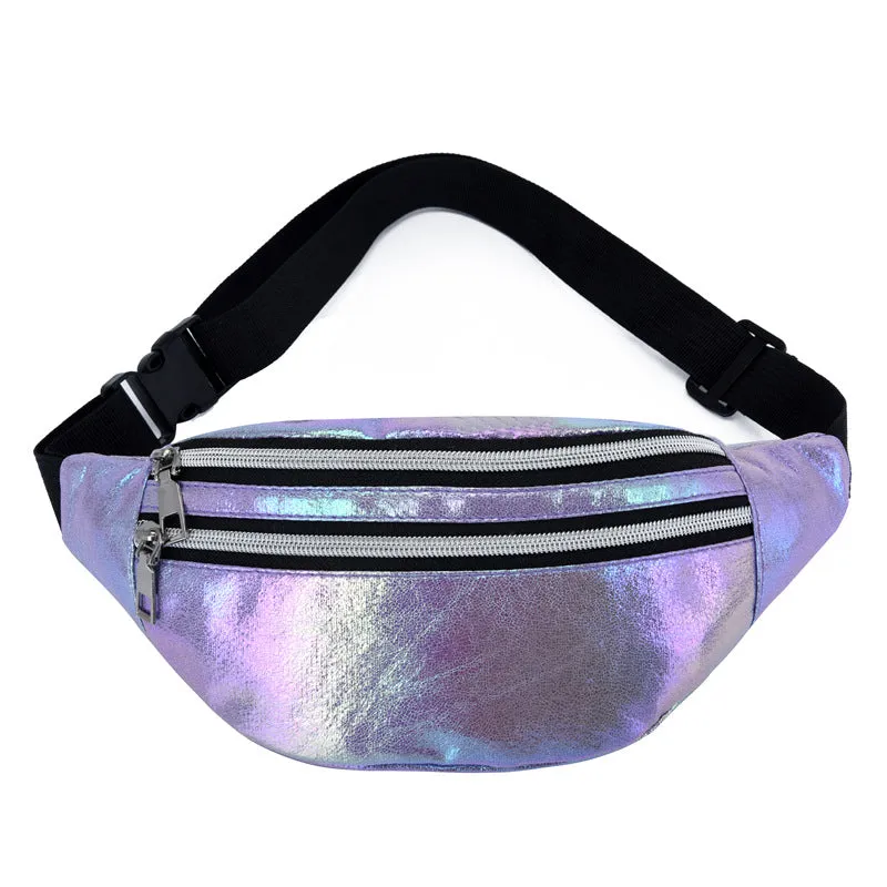 2020 Holographic Fanny Pack Hologram Waist Bag Laser Pu Beach Traverl Banana Hip Bum Zip Waistbags W