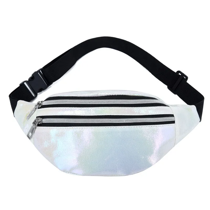 2020 Holographic Fanny Pack Hologram Waist Bag Laser Pu Beach Traverl Banana Hip Bum Zip Waistbags W