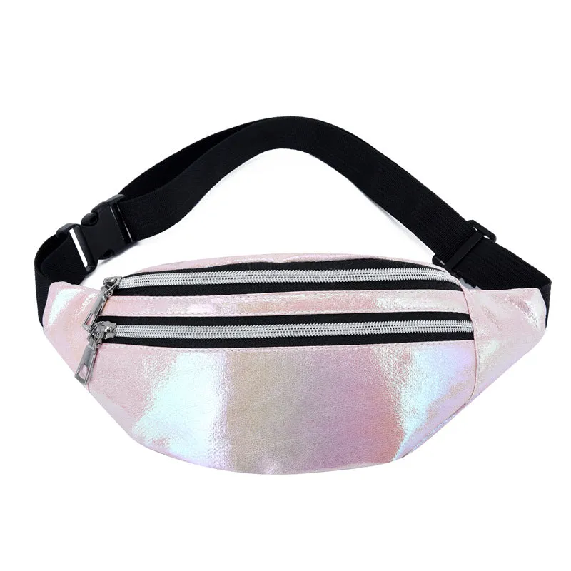 2020 Holographic Fanny Pack Hologram Waist Bag Laser Pu Beach Traverl Banana Hip Bum Zip Waistbags W