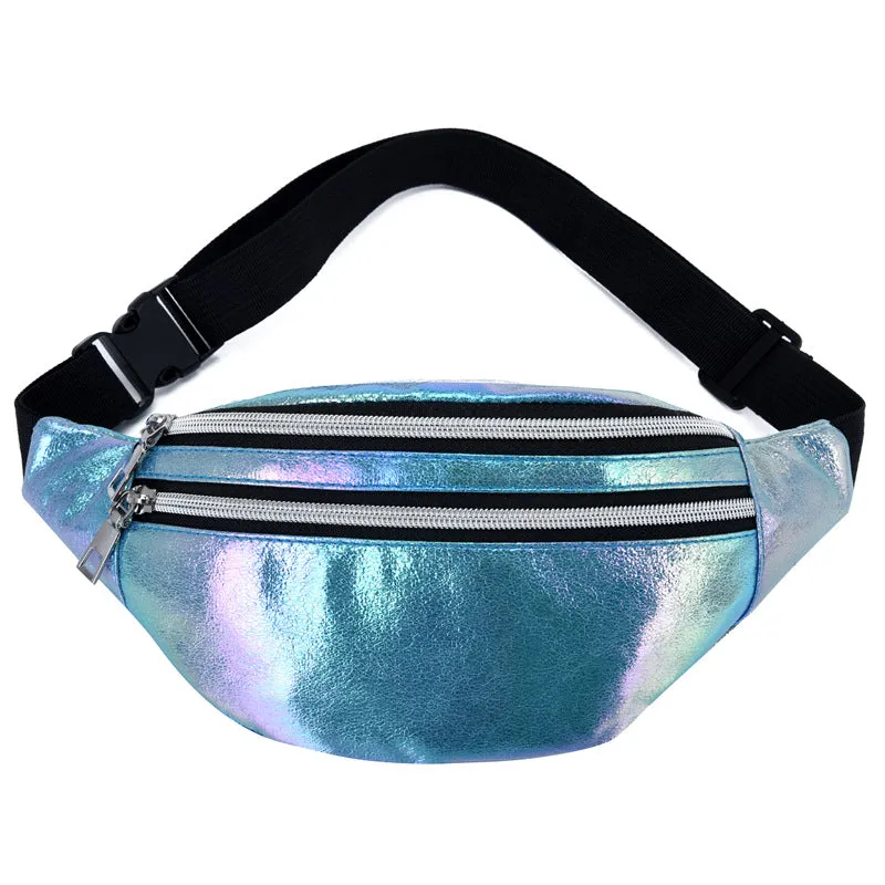 2020 Holographic Fanny Pack Hologram Waist Bag Laser Pu Beach Traverl Banana Hip Bum Zip Waistbags W