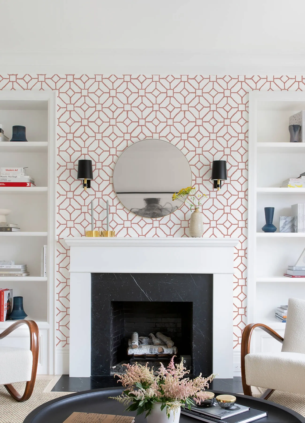 Addis Coral Trellis Wallpaper