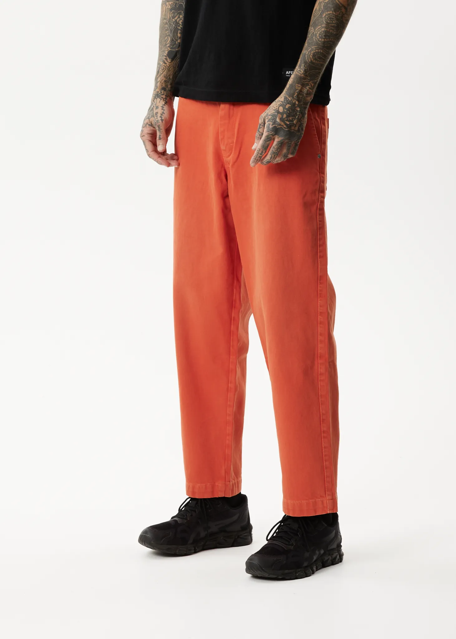 AFENDS Mens Louie - Denim Wide Leg Jeans - Faded Orange