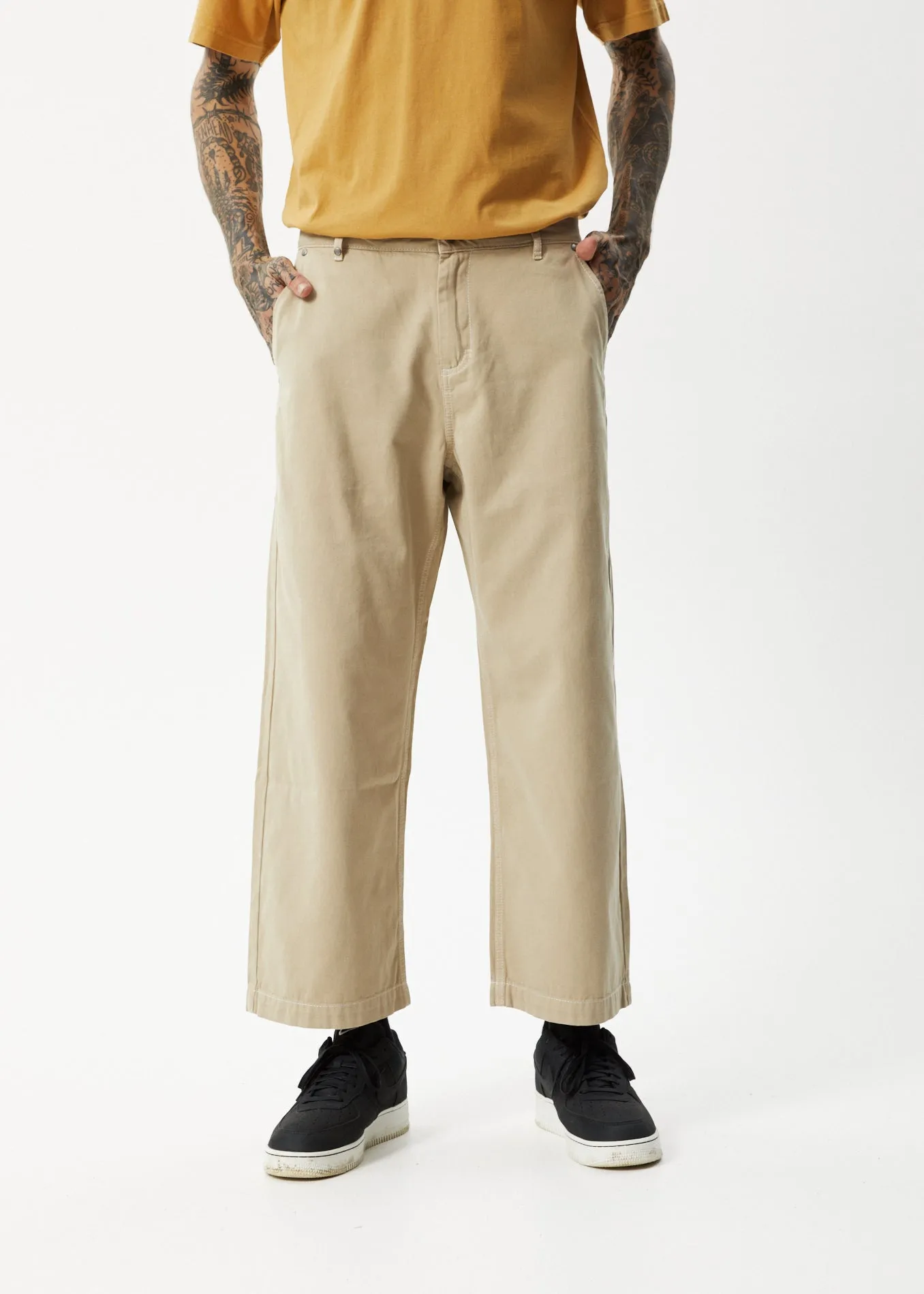 AFENDS Mens Pablo - Baggy Pants - Cement