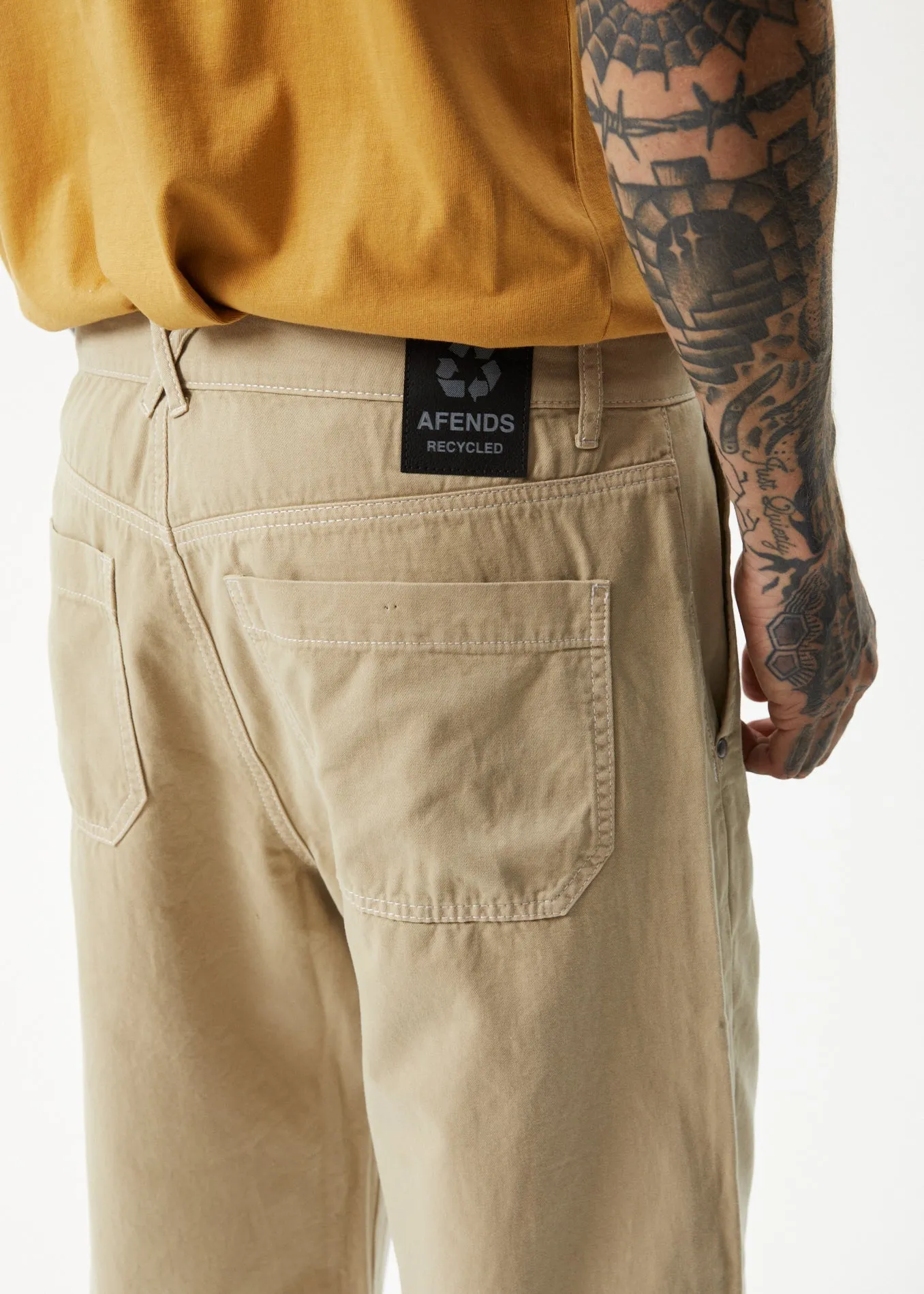 AFENDS Mens Pablo - Baggy Pants - Cement