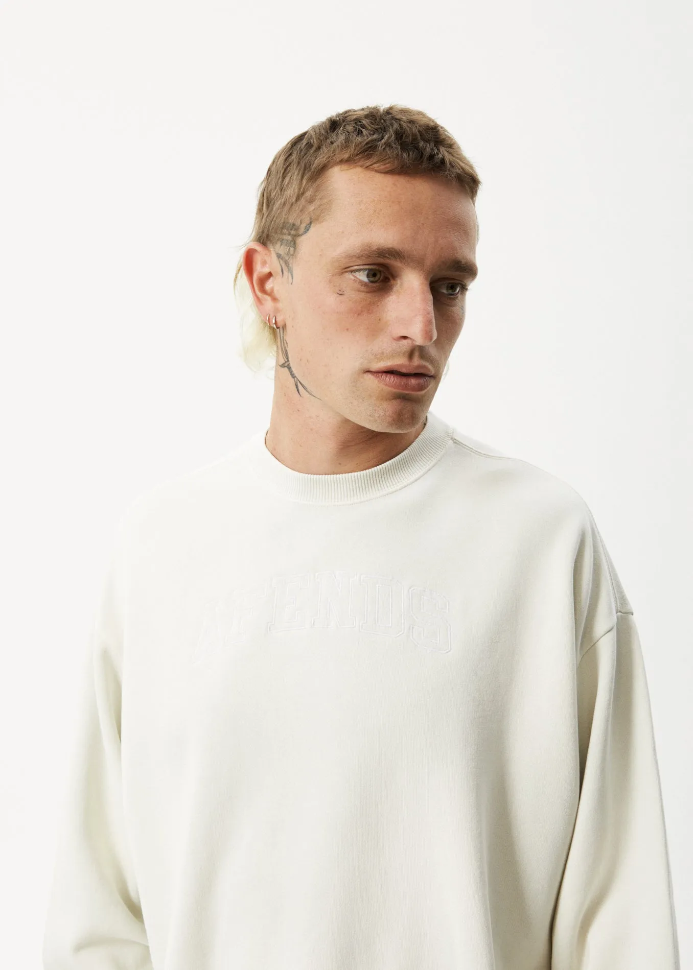 AFENDS Unlimited - Crew Neck Jumper - Worn White