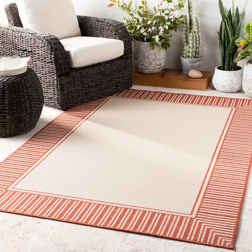 Alfresco Rug in Burnt Orange & Cream