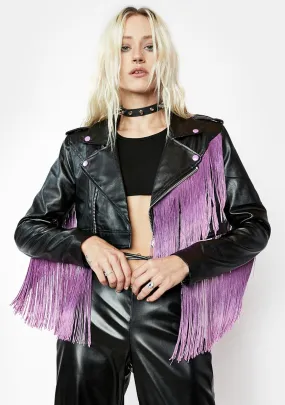 Amethyst Bite The Dust Fringe Moto Jacket