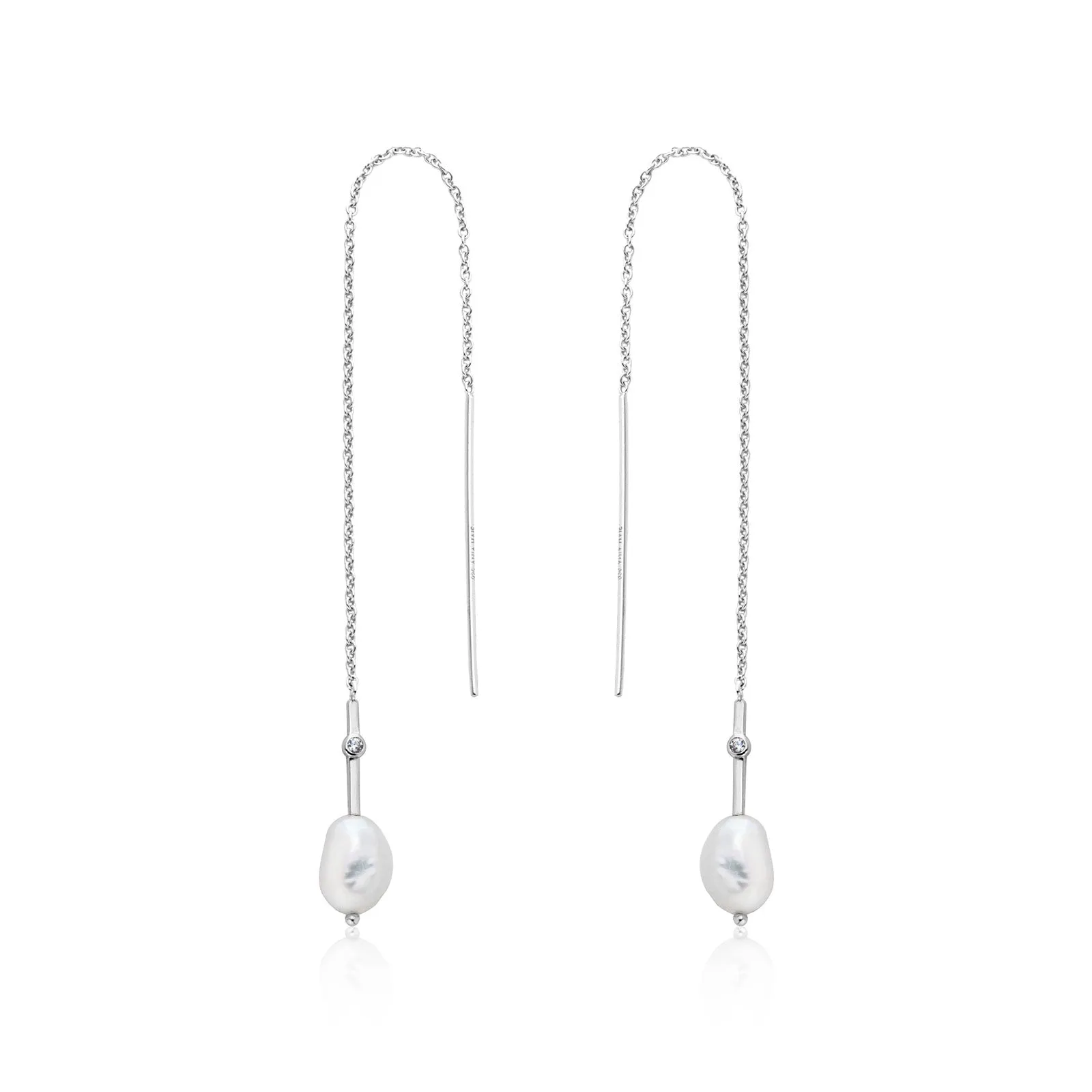 Ania Haie Sterling Silver Freshwater Pearl Threader Earrings