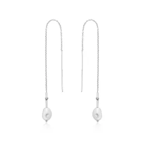 Ania Haie Sterling Silver Freshwater Pearl Threader Earrings