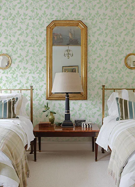 Ardell Light Green Botanical Wallpaper from Georgia Collection