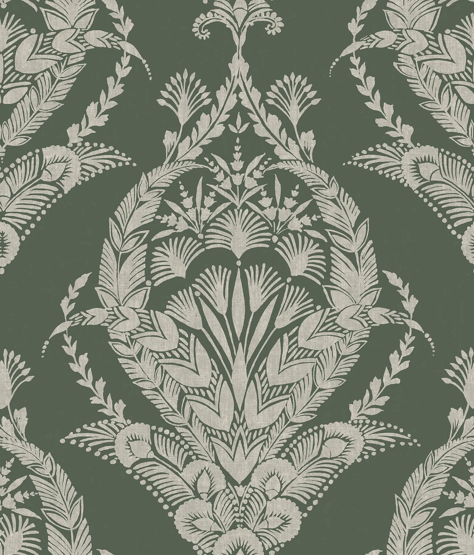 Arlie Evergreen Botanical Damask Wallpaper