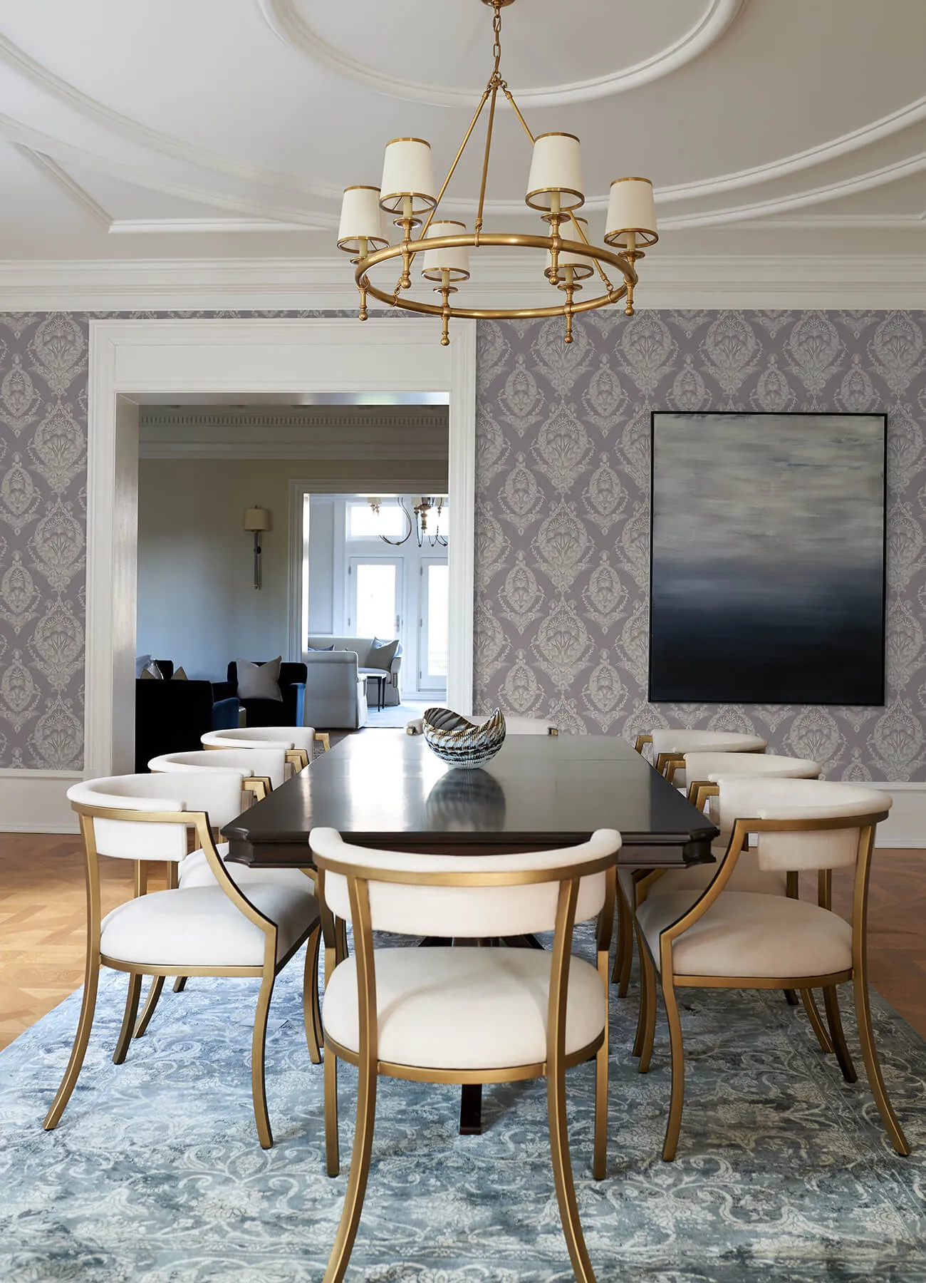 Arlie Lavender Botanical Damask Wallpaper