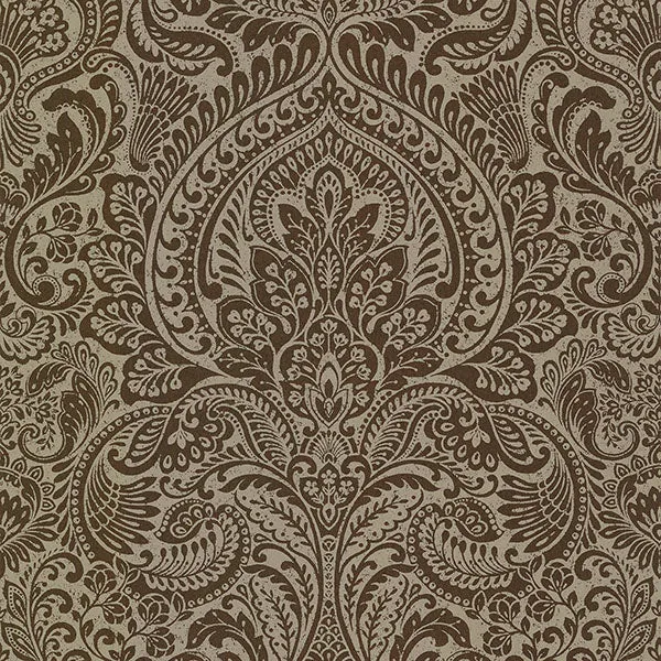 Artemis Bronze Floral Damask Wallpaper from the Lustre Collection