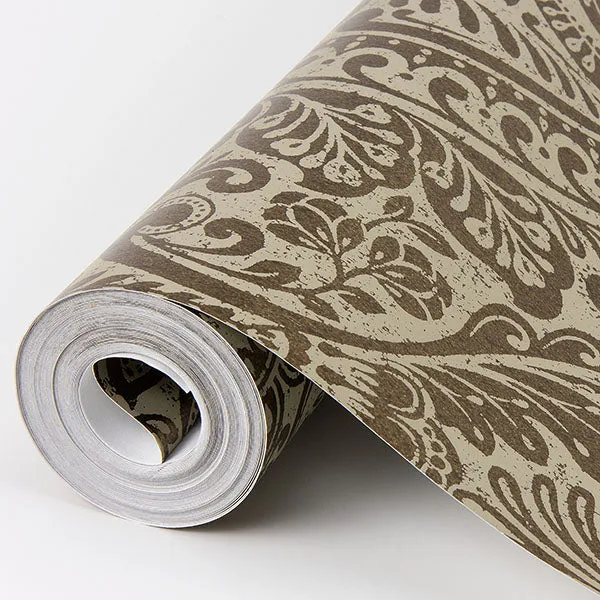 Artemis Bronze Floral Damask Wallpaper from the Lustre Collection