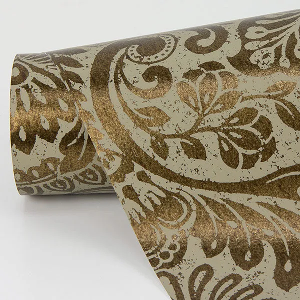 Artemis Bronze Floral Damask Wallpaper from the Lustre Collection