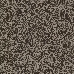 Artemis Espresso Floral Damask Wallpaper from the Lustre Collection