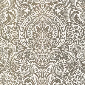 Artemis Gold Floral Damask Wallpaper from the Lustre Collection