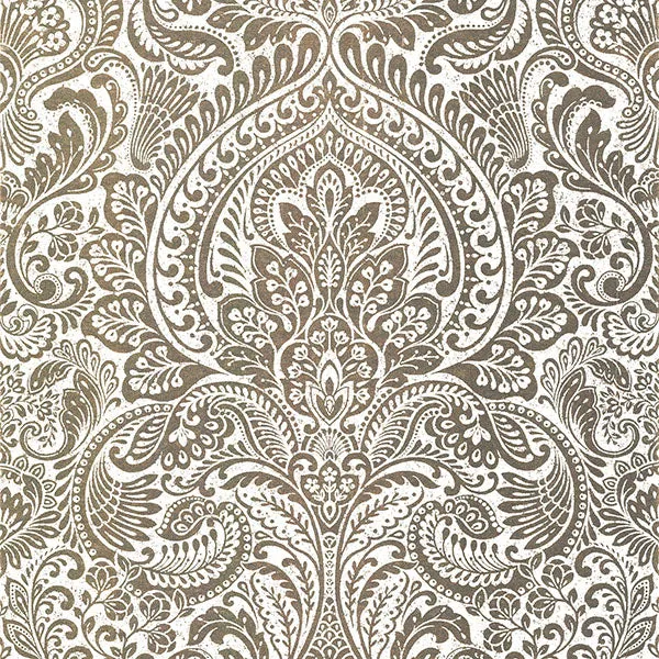 Artemis Gold Floral Damask Wallpaper from the Lustre Collection