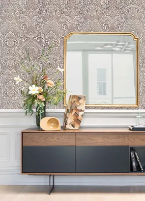 Artemis Rose Gold Floral Damask Wallpaper from the Lustre Collection