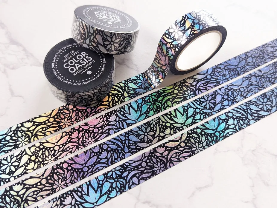 Black Aesthetic Floral Washi Tape