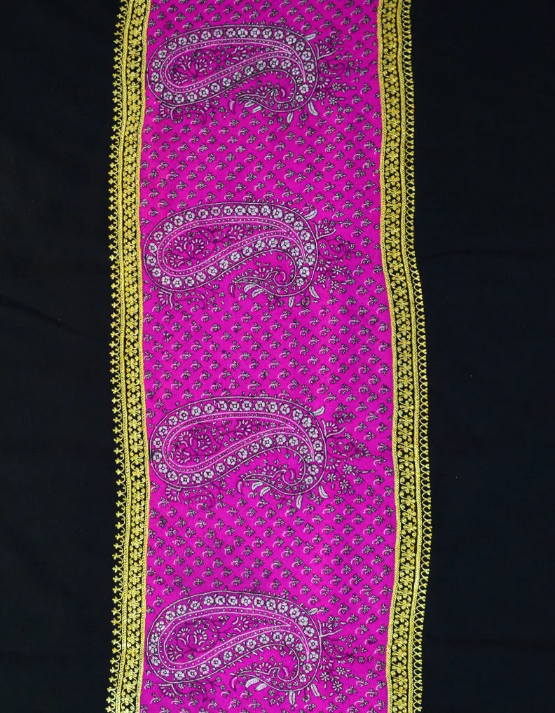 Black & Pink Pashmina Shawl With Sozni & Tilla Work 5567