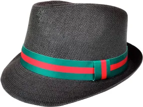 Black Fedora Red Green Band For Men & Women