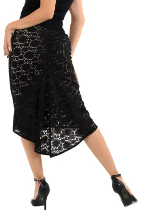 Black Floral Lace Fishtail Skirt