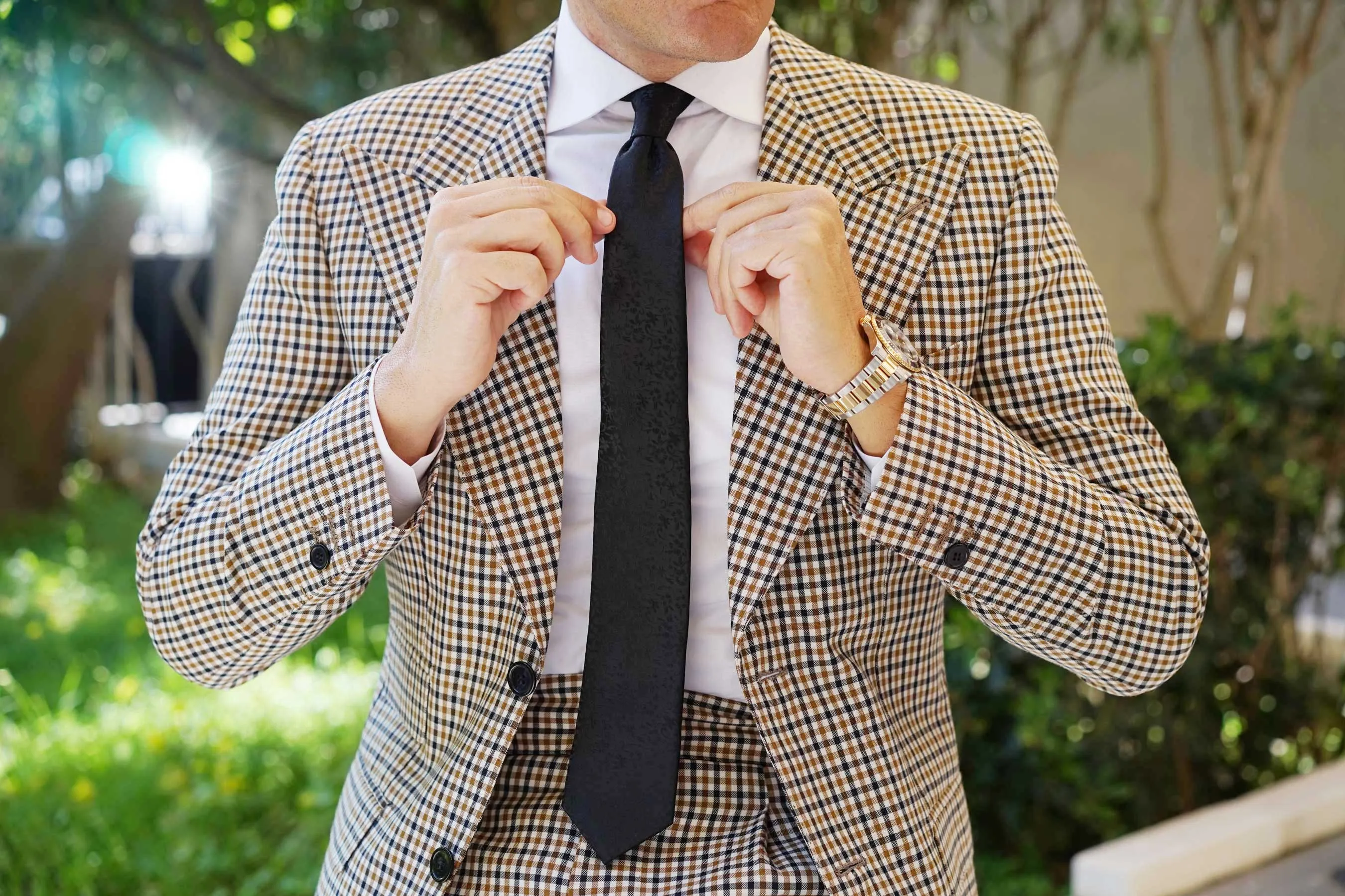 Black Floral Pattern - Skinny Tie