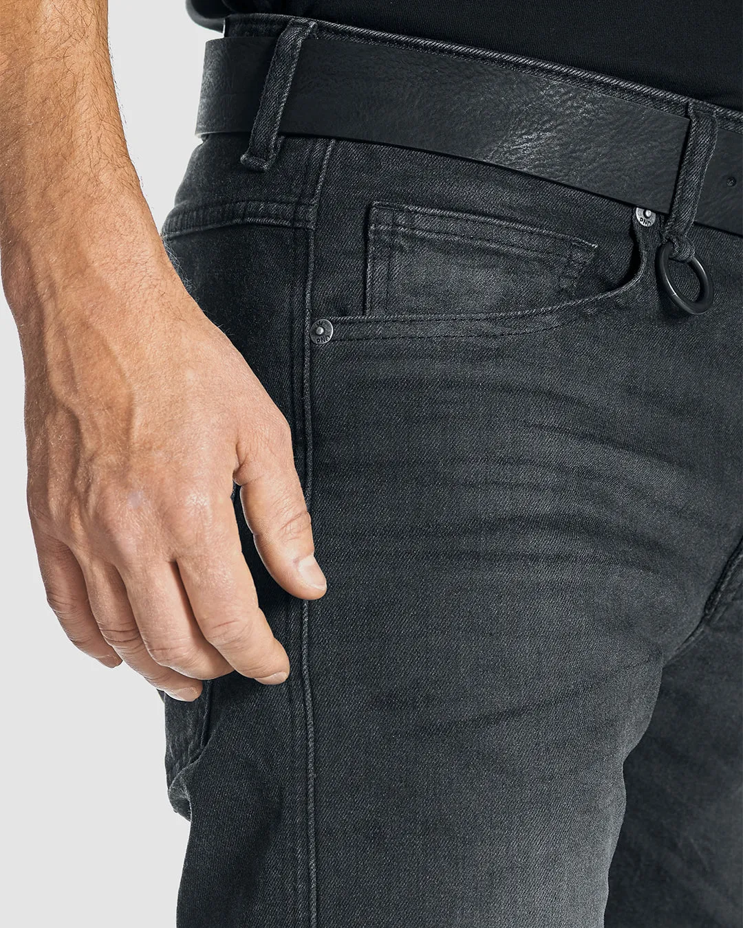 Black Men's Slim Motorcycle Jeans