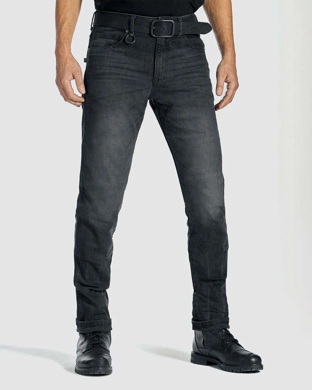 Black Men's Slim Motorcycle Jeans