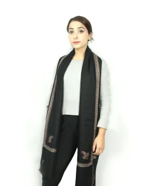 Black Pashmina Shawl With Sozni Work 5767