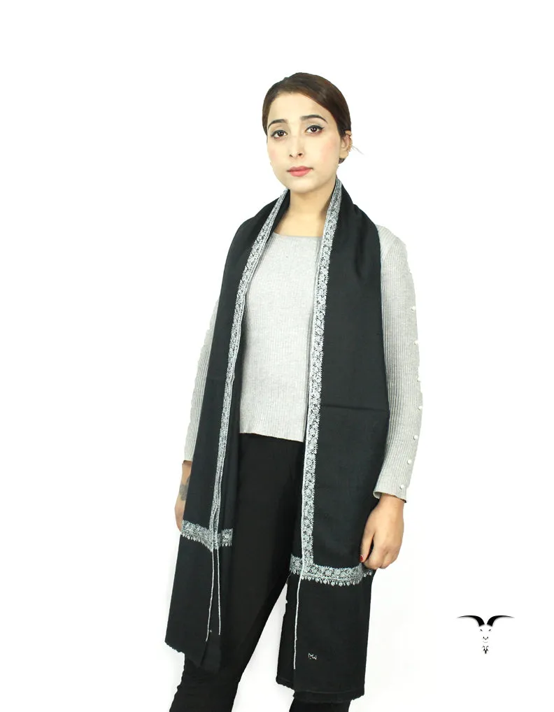 Black Pashmina Shawl With Sozni Work 5768