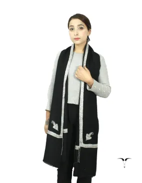 Black Pashmina Shawl With Sozni Work 5771