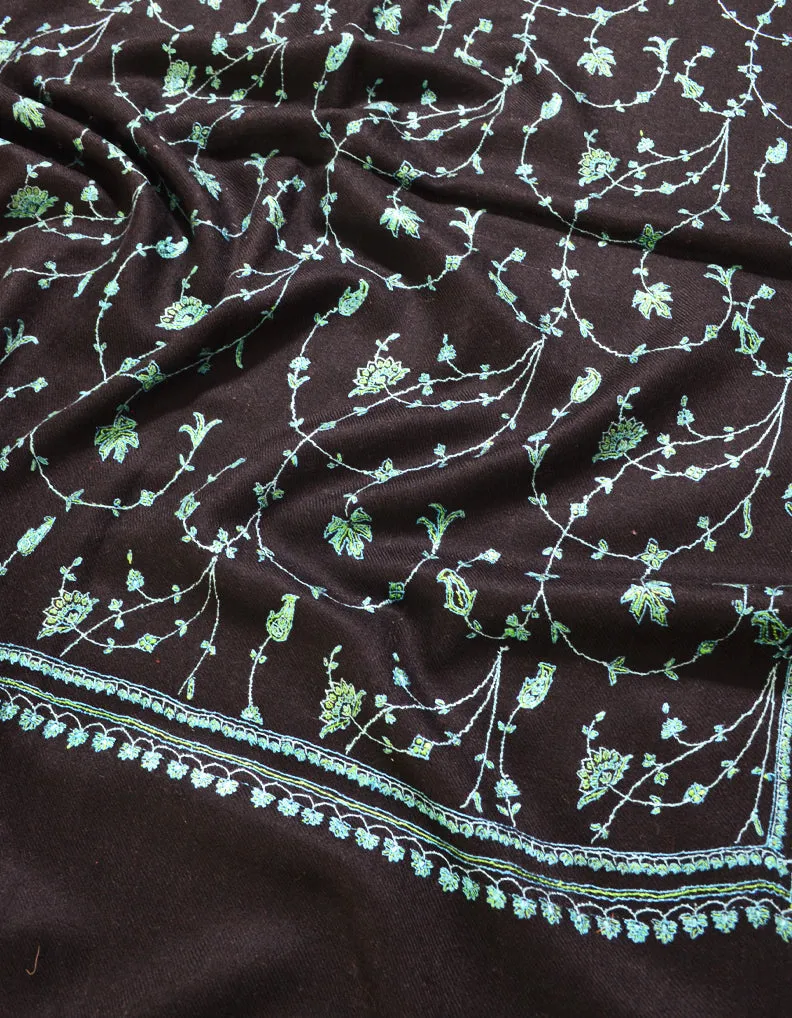 Black Pashmina Stole In Sozni 5903