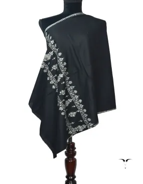 Black Pashmina Stole In Sozni 5988