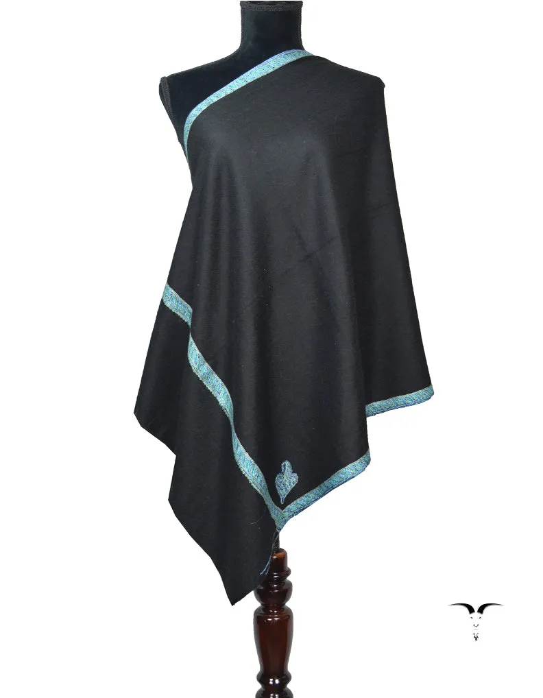 Black Pashmina Stole With Sozni 5868