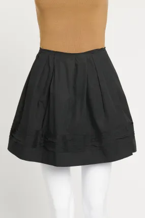 Black Pleated Layered Preowned Mini Skirt