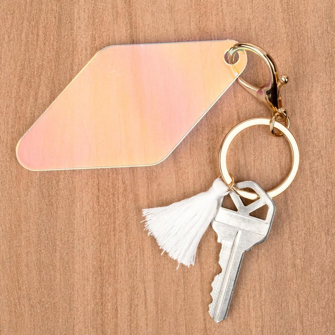 Blank Iridescent Acrylic Retro Motel Keychains