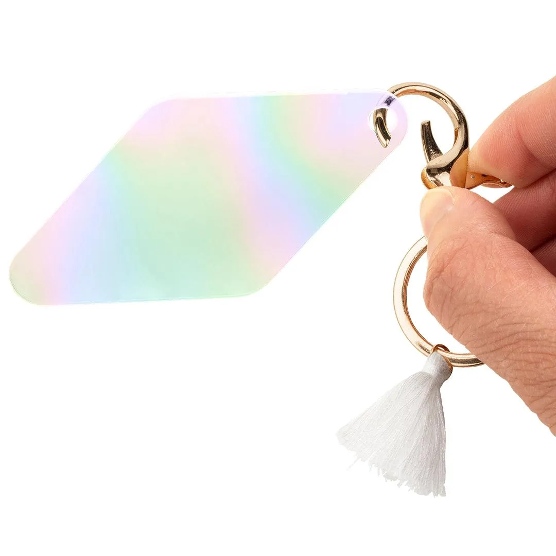 Blank Iridescent Acrylic Retro Motel Keychains