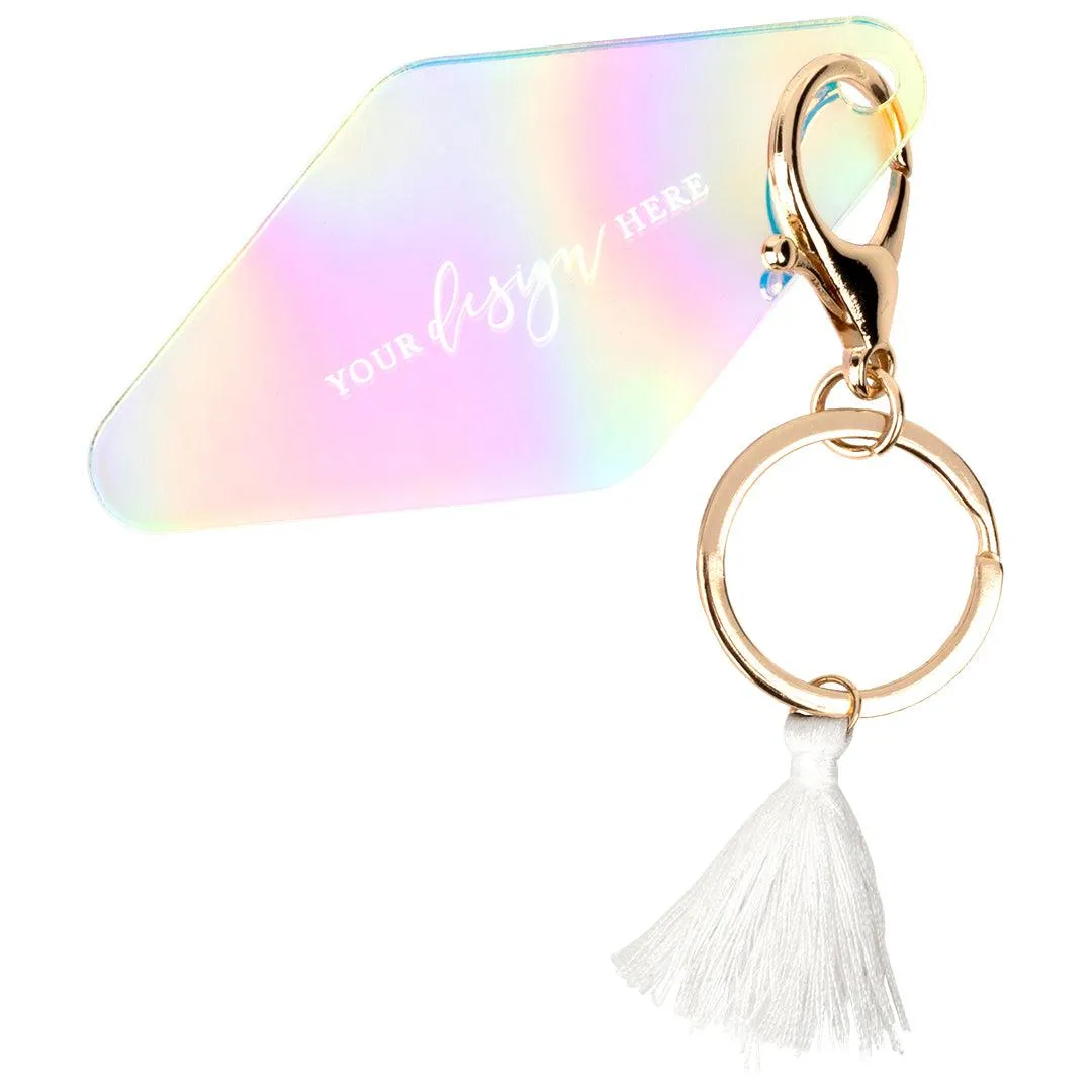 Blank Iridescent Acrylic Retro Motel Keychains