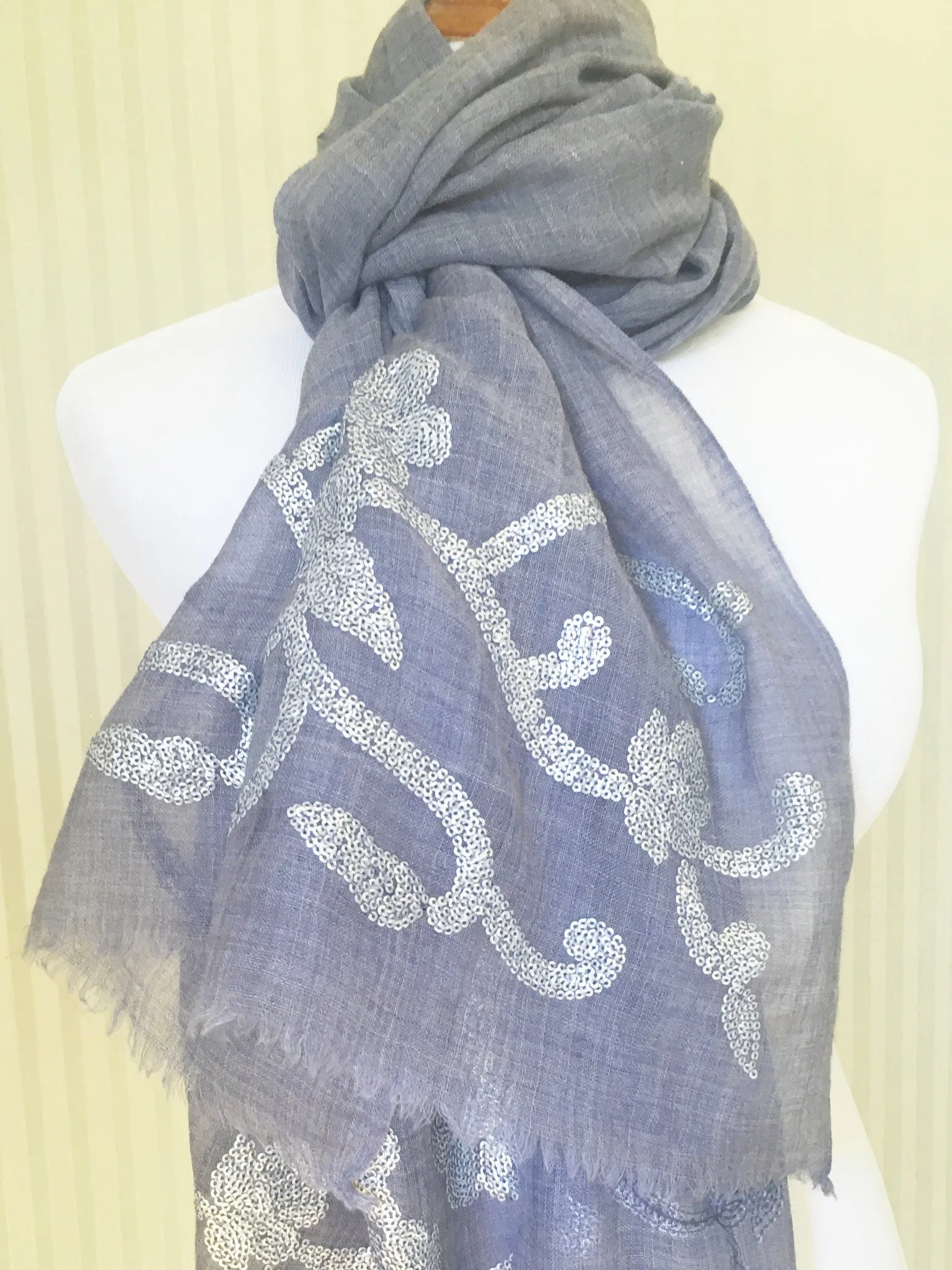 Blue Heaven Floral Curve Shawl Wrap