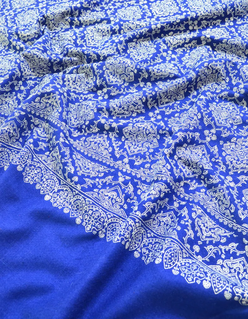 Blue Pashmina Shawl With Sozni Work 5784