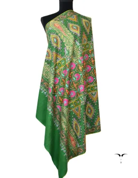 Bottle Green Pashmina Shawl With Sozni & Papermachie Work 5384